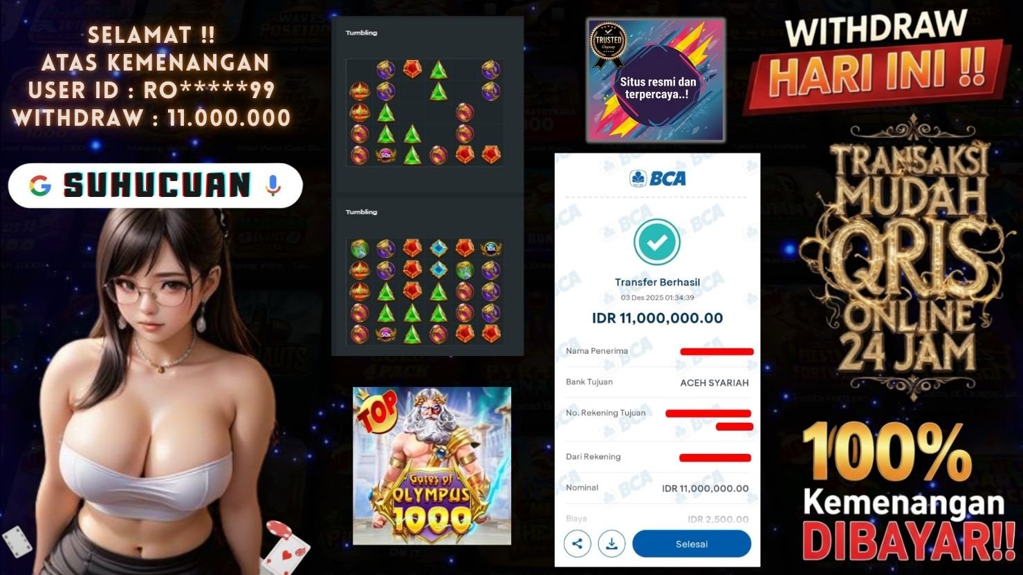 SUHUCUAN JACKPOT SLOT GATES OF OLYMPUS 1000